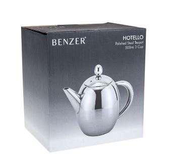 Benzer – Hotello Polished Steel Tea Pot 500ml 3 Cup
